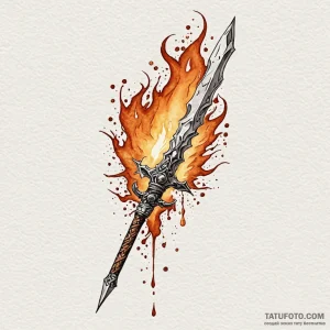 Flaming blade forged from starlight, concept... - эскиз тату (№1750200657_0, 17.06.2025 22:50) — Tatufoto.com