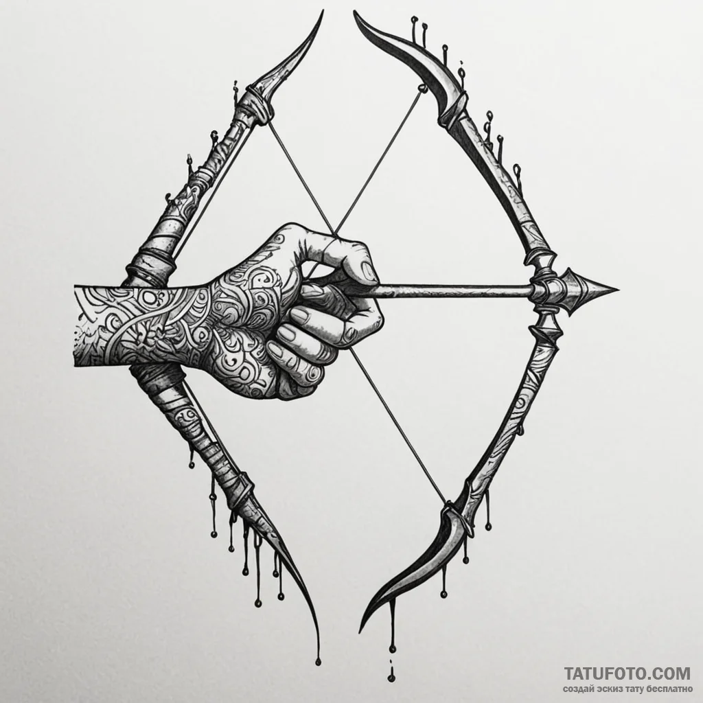 Longbow snapped by spectral hand, tattoo sket... - эскиз тату (№1750201361_0, 17.06.2025 23:02) — Tatufoto.com