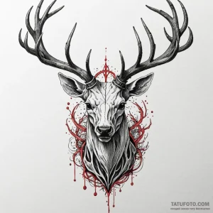Ancient stag with skeletal body, tattoo flash... - эскиз тату (№1750201554_0, 17.06.2025 23:05) — Tatufoto.com