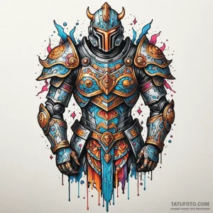 Animated armor with no wearer, tattoo sketch... - эскиз тату (№1750202132_0, 17.06.2025 23:15) — Tatufoto.com