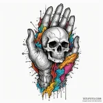 Animated gauntlet crushing skull, ink illustr… — эскиз тату (№1750202268_0, 17.06.2025 23:17) — Tatufoto.com