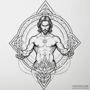 Prometheus, defiant, with fire cupped in his... - эскиз тату (№1750202334_0, 17.06.2025 23:18) — Tatufoto.com