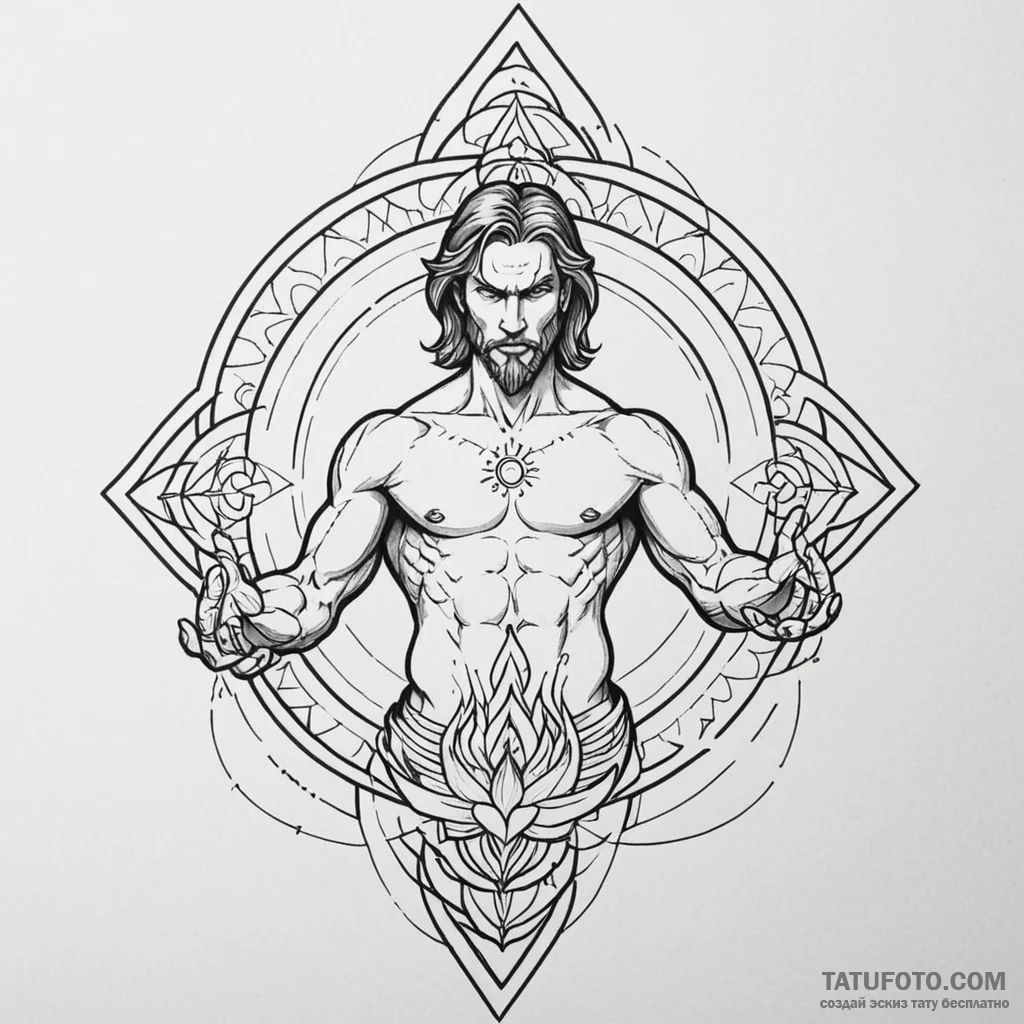 Prometheus, defiant, with fire cupped in his... - эскиз тату (№1750202334_0, 17.06.2025 23:18) — Tatufoto.com