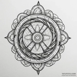 Atomic serpent around nuclear core, ink illus... - эскиз тату (№1750202467_0, 17.06.2025 23:21) — Tatufoto.com