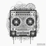 Tape recorder, artistic tattoo sketch, black… — эскиз тату (№1750203185_0, 17.06.2025 23:33) — Tatufoto.com