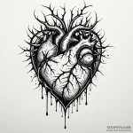 A detailed broken heart with thorns, pain,, t… — эскиз тату (№1750203249_0, 17.06.2025 23:34) — Tatufoto.com