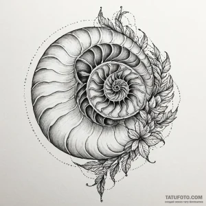 Paper nautilus, fragile but beautiful, tattoo... - эскиз тату (№1750203316_0, 17.06.2025 23:35) — Tatufoto.com