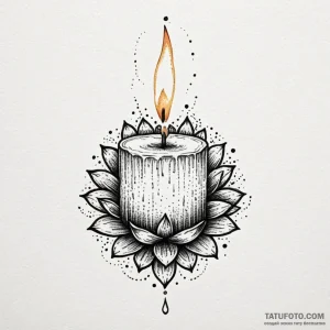 Candle, ink illustration for tattoo, dotwork... - эскиз тату (№1750204029_0, 17.06.2025 23:47) — Tatufoto.com