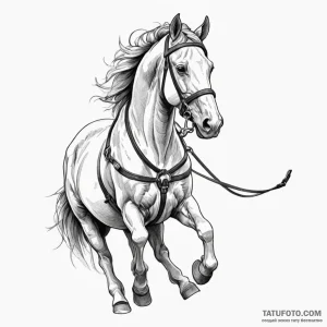 Draft horse in harness, symbolizing steady, p... - эскиз тату (№1750204093_0, 17.06.2025 23:48) — Tatufoto.com