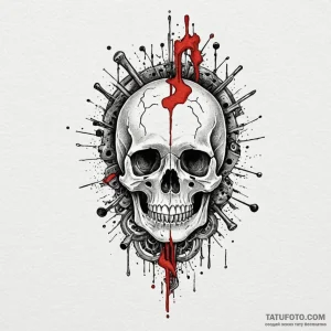 Needle threading bone relic, artistic tattoo... - эскиз тату (№1750204222_0, 17.06.2025 23:50) — Tatufoto.com