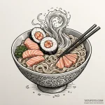 Ramen bowl with a narutomaki swirl, ink illus… — эскиз тату (№1750204286_0, 17.06.2025 23:51) — Tatufoto.com