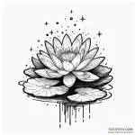 Water lily floating on a still pond, reflecti… — эскиз тату (№1750204934_0, 18.06.2025 00:02) — Tatufoto.com