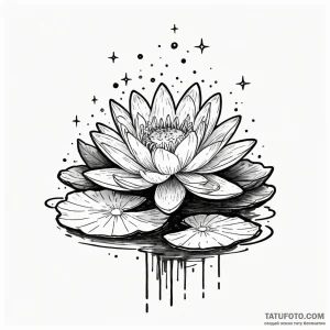 Water lily floating on a still pond, reflecti... - эскиз тату (№1750204934_0, 18.06.2025 00:02) — Tatufoto.com