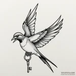 Swallow carrying a key in its beak, tattoo li… — эскиз тату (№1750204999_0, 18.06.2025 00:03) — Tatufoto.com