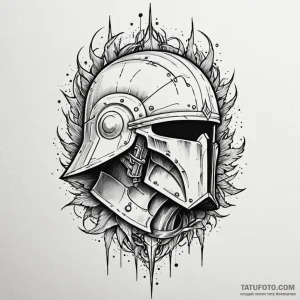 Forgotten helm beneath shattered sky, artisti... - эскиз тату (№1750205195_0, 18.06.2025 00:06) — Tatufoto.com