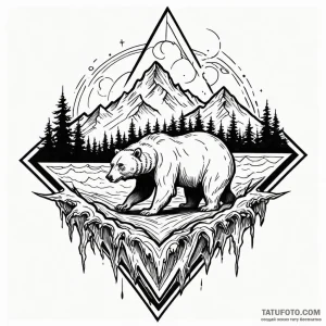 Bear's roar materializing as a soundwave of j... - эскиз тату (№1750205785_0, 18.06.2025 00:16) — Tatufoto.com