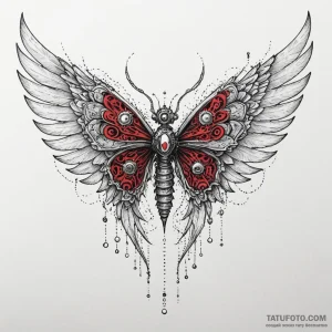 Mechanical wings torn asunder, ink illustrati... - эскиз тату (№1750206110_0, 18.06.2025 00:21) — Tatufoto.com
