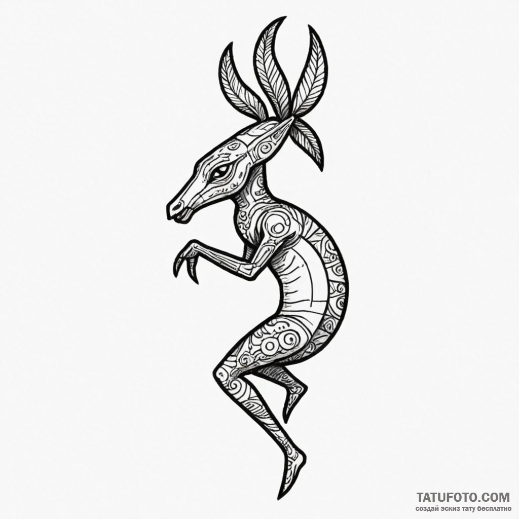 Kokopelli, tattoo sketch design, stylized int... - эскиз тату (№1750206175_0, 18.06.2025 00:22) — Tatufoto.com