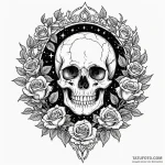 Eclipse tree growing from bones, ink illustra… — эскиз тату (№1750206756_0, 18.06.2025 00:32) — Tatufoto.com
