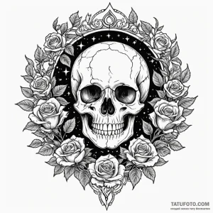 Eclipse tree growing from bones, ink illustra... - эскиз тату (№1750206756_0, 18.06.2025 00:32) — Tatufoto.com