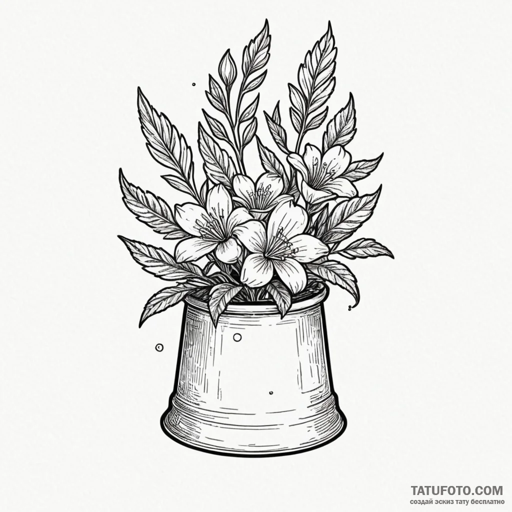 Thimble with a tiny, thriving plant growing o... - эскиз тату (№1750206820_0, 18.06.2025 00:33) — Tatufoto.com