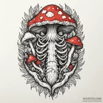 Mushroom cluster within ribcage, ink illustra… — эскиз тату (№1750206950_0, 18.06.2025 00:35) — Tatufoto.com