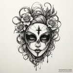 Grim mask leaking shadows, tattoo sketch desi… — эскиз тату (№1750207080_0, 18.06.2025 00:38) — Tatufoto.com