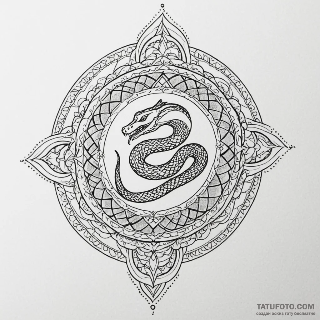 Animated serpent biting blade, tattoo drawing... - эскиз тату (№1750207599_0, 18.06.2025 00:46) — Tatufoto.com