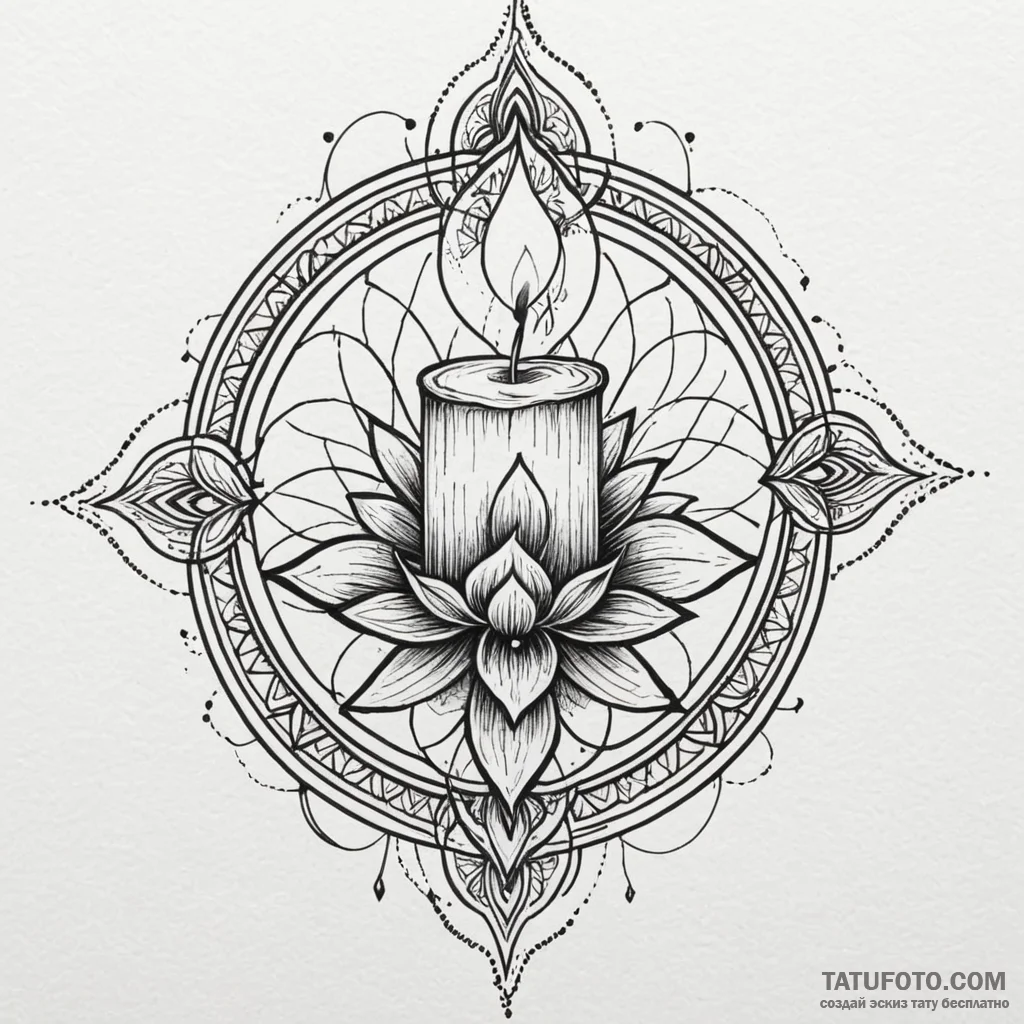 A lit candle dripping wax, ink illustration f... - эскиз тату (№1750207664_0, 18.06.2025 00:47) — Tatufoto.com