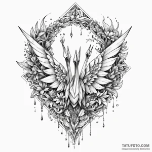 Origami crane, paper texture, tattoo flash sh... - эскиз тату (№1750207793_0, 18.06.2025 00:49) — Tatufoto.com