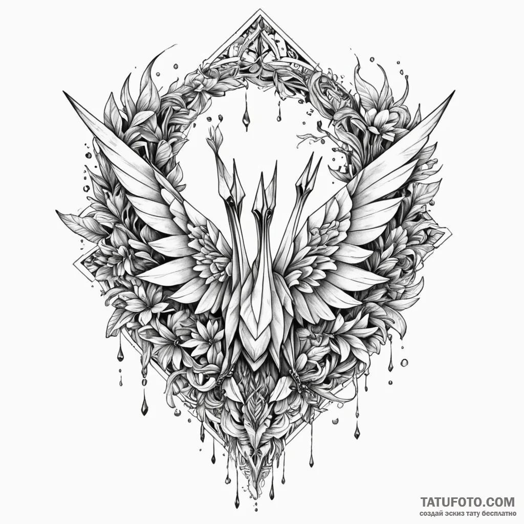 Origami crane, paper texture, tattoo flash sh... - эскиз тату (№1750207793_0, 18.06.2025 00:49) — Tatufoto.com