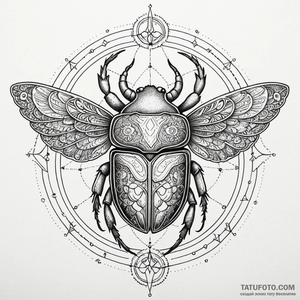 Golden scarab beetle with unfolding wings, ta... - эскиз тату (№1750207858_0, 18.06.2025 00:50) — Tatufoto.com