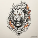 Animated lion with flaming eyes, concept art… — эскиз тату (№1750208506_0, 18.06.2025 01:01) — Tatufoto.com