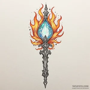 Opal scepter crowned with flame, artistic tat... - эскиз тату (№1750208637_0, 18.06.2025 01:03) — Tatufoto.com
