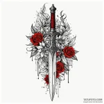 Dagger bleeding molten silver, tattoo sketch… — эскиз тату (№1750208701_0, 18.06.2025 01:05) — Tatufoto.com