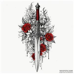Dagger bleeding molten silver, tattoo sketch... - эскиз тату (№1750208701_0, 18.06.2025 01:05) — Tatufoto.com