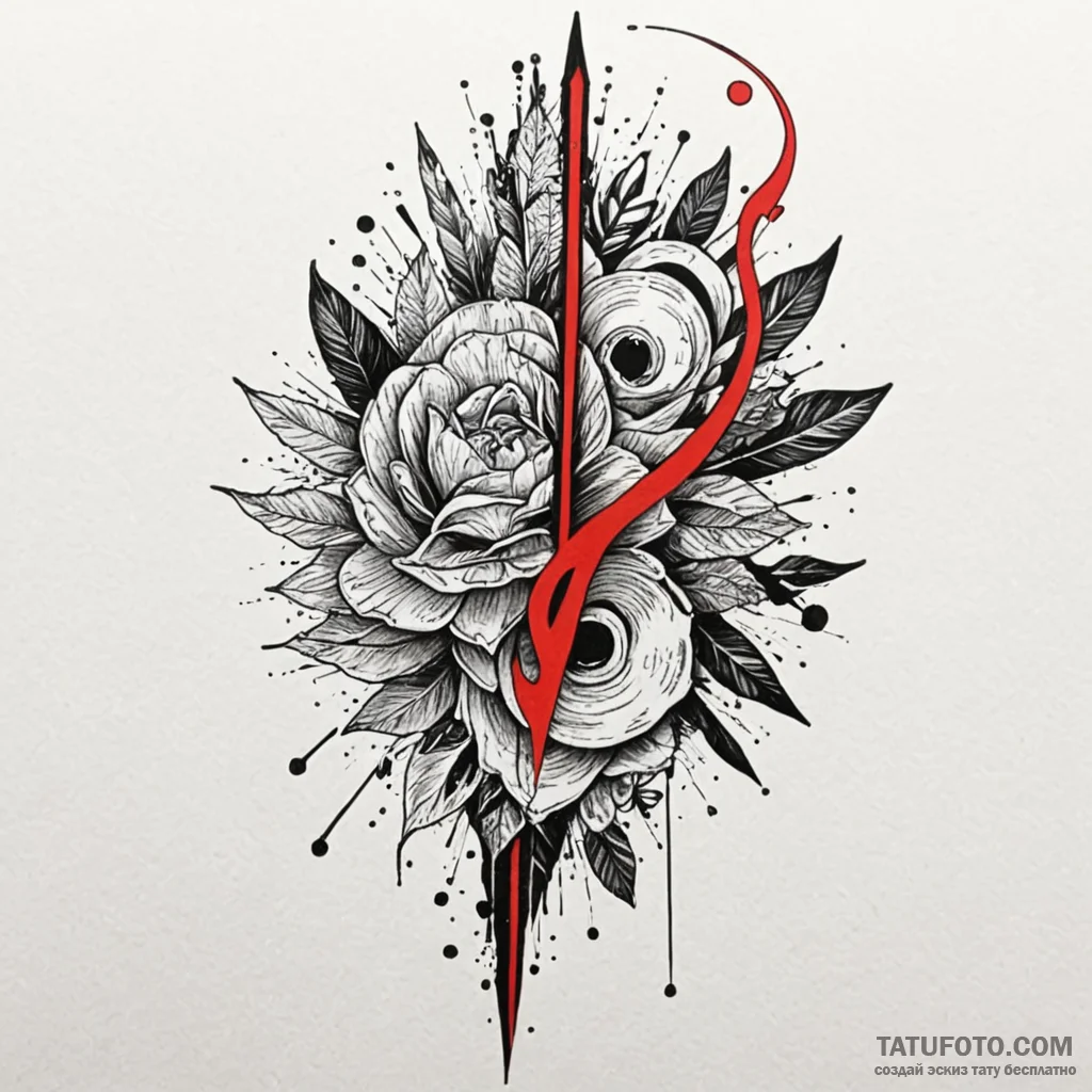 Pencil, sharpened, drawing a single line, tat... - эскиз тату (№1750209405_0, 18.06.2025 01:16) — Tatufoto.com