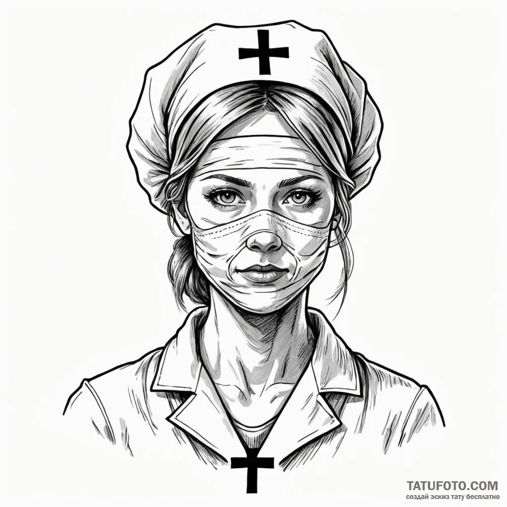 Silent hill-esque nurse with a featureless, b... - эскиз тату (№1750209533_0, 18.06.2025 01:18) — Tatufoto.com