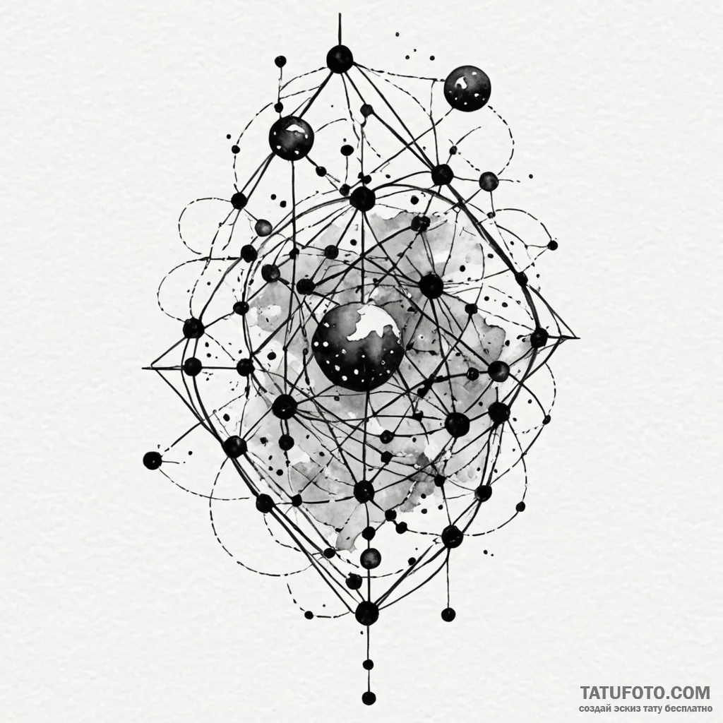 Constellation, artistic tattoo sketch, bold o... - эскиз тату (№1750210235_0, 18.06.2025 01:30) — Tatufoto.com
