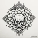 Jade lotus blooming from skull, tattoo flash… — эскиз тату (№1750210618_0, 18.06.2025 01:36) — Tatufoto.com