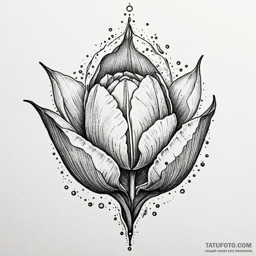 Fairy sleeping inside a dew-covered tulip, ta... - эскиз тату (№1750210682_0, 18.06.2025 01:38) — Tatufoto.com