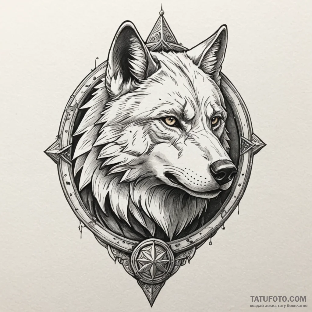 Geralt's wolf medallion from the witcher, tat... - эскиз тату (№1750211255_0, 18.06.2025 01:47) — Tatufoto.com