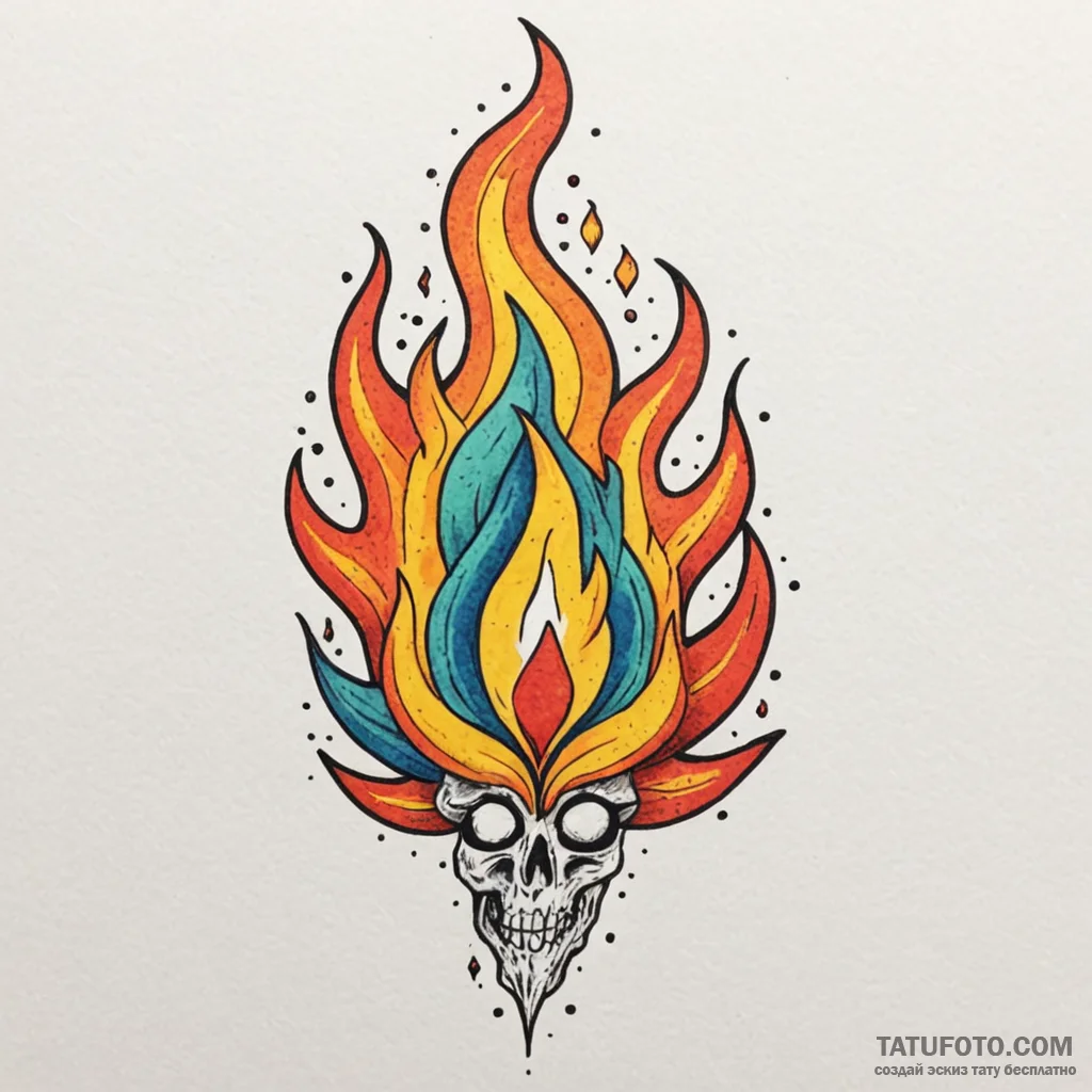 Fire, tattoo drawing outline, dotwork shading... - эскиз тату (№1750211513_0, 18.06.2025 01:51) — Tatufoto.com