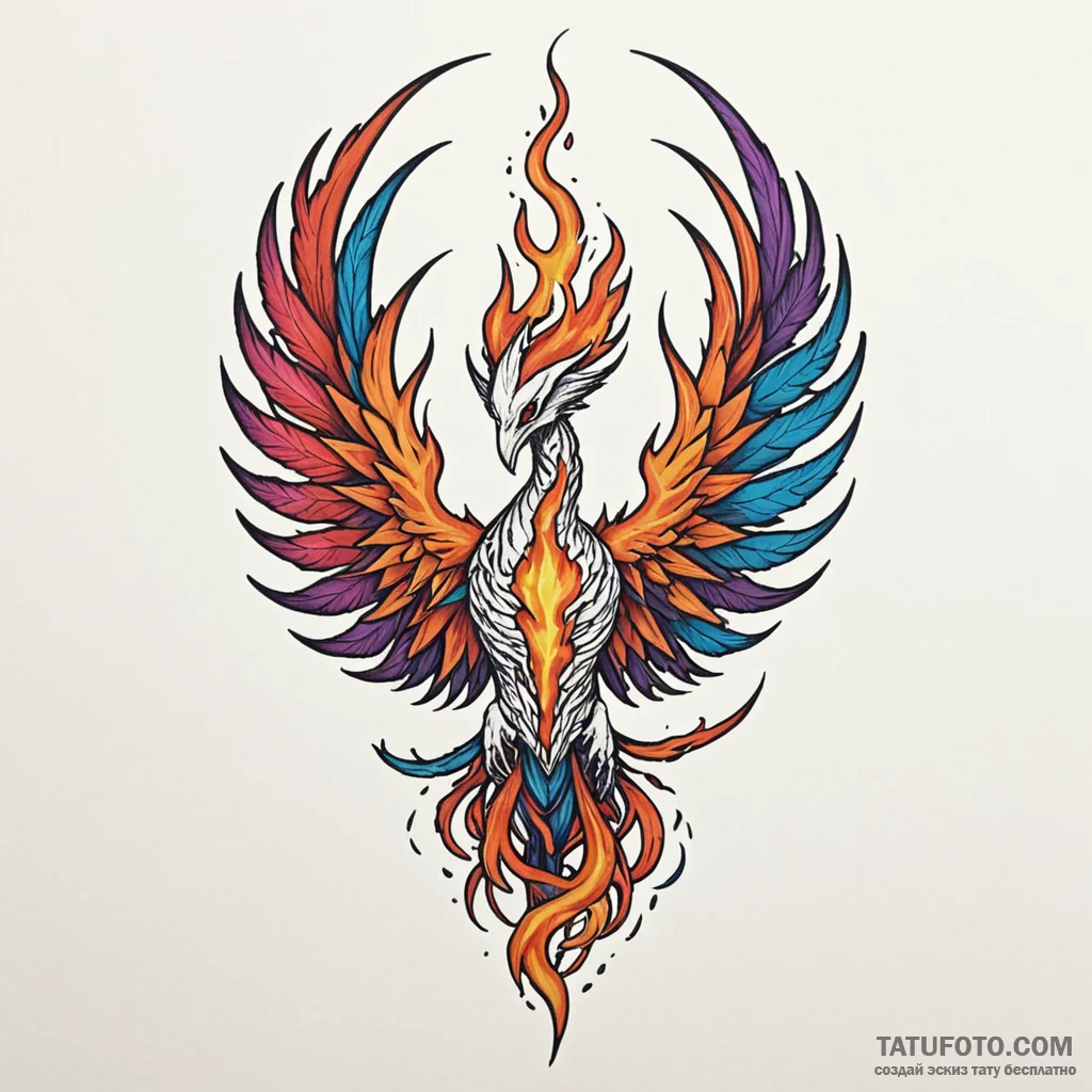 Abyssal phoenix reborn in bone flame, tattoo... - эскиз тату (№1750212982_0, 18.06.2025 02:16) — Tatufoto.com
