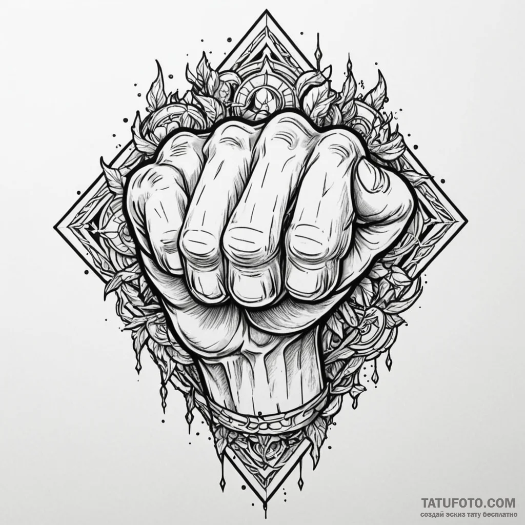 Orcish fist breaking through wall, tattoo fla... - эскиз тату (№1750213046_0, 18.06.2025 02:17) — Tatufoto.com