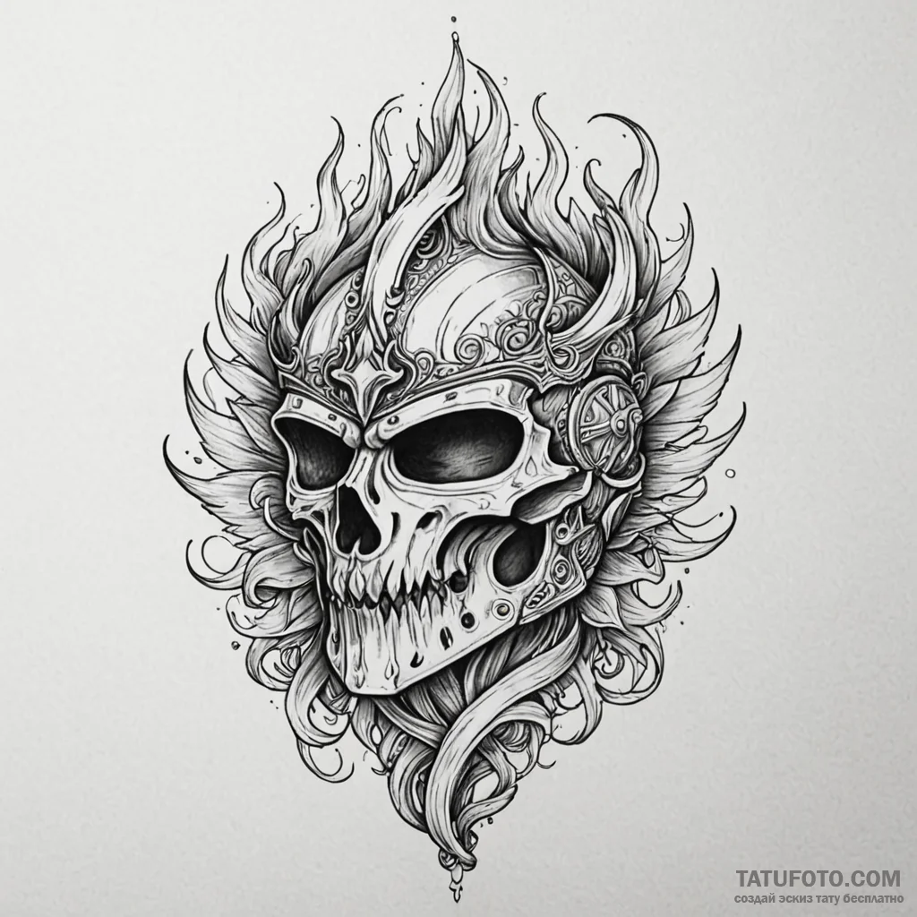 Dark helm crowned with flame, tattoo sketch d... - эскиз тату (№1750213110_0, 18.06.2025 02:18) — Tatufoto.com