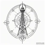 Radio tower broadcasting visible waves of sta… — эскиз тату (№1750213821_0, 18.06.2025 02:30) — Tatufoto.com