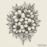 Bouquet of night-blooming flowers, each with… — эскиз тату (№1750213885_0, 18.06.2025 02:31) — Tatufoto.com