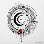 Lunar glyph bleeding into stars, tattoo drawi… — эскиз тату (№1750214141_0, 18.06.2025 02:35) — Tatufoto.com
