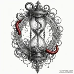 Ethereal serpent through shattered hourglass,… — эскиз тату (№1750214905_0, 18.06.2025 02:48) — Tatufoto.com